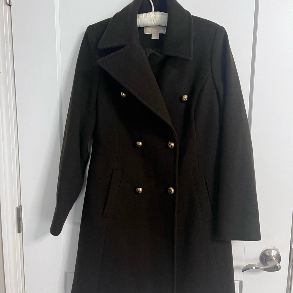 Michael Kors woman’s medium pea coat. Dark green, warm